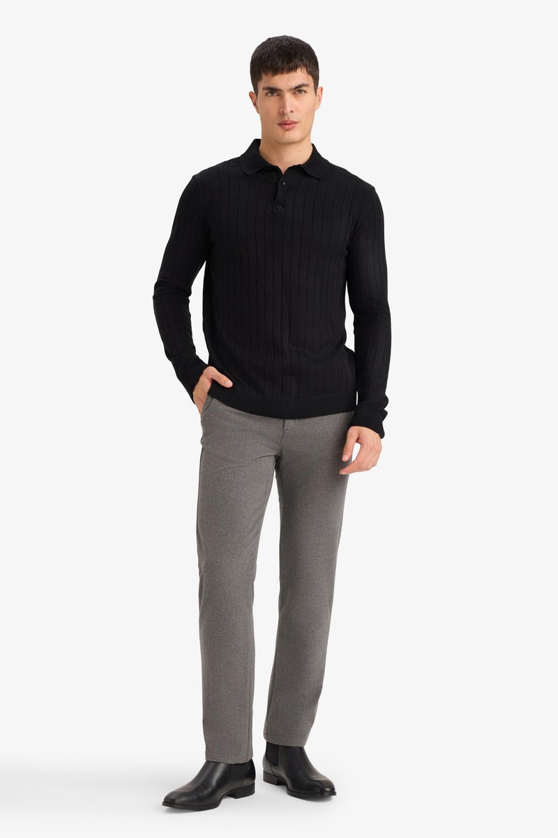 DeFacto Black Man Standard Fit Polo Collar Knitwear Pullover Casual - Image 2